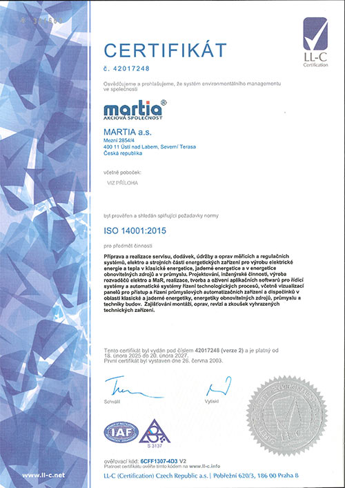 Certifikát ISO 14001 (CZE)