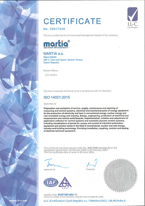 Certificate ISO 14001 (ENG)